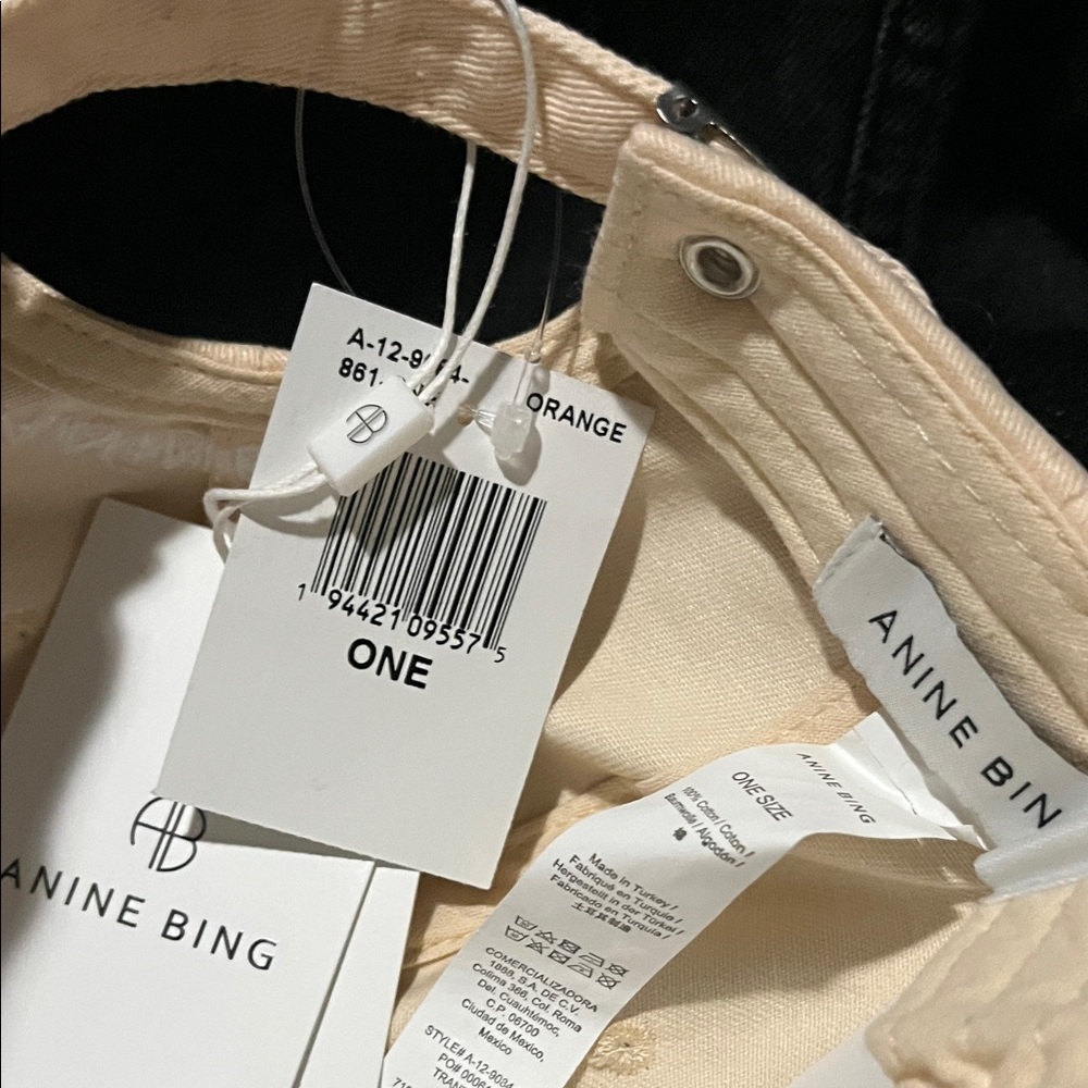🎉 NWT Anine Bing Jeremy Baseball Cap Cream Orange 💯 Cotton - Picture 10 of 13